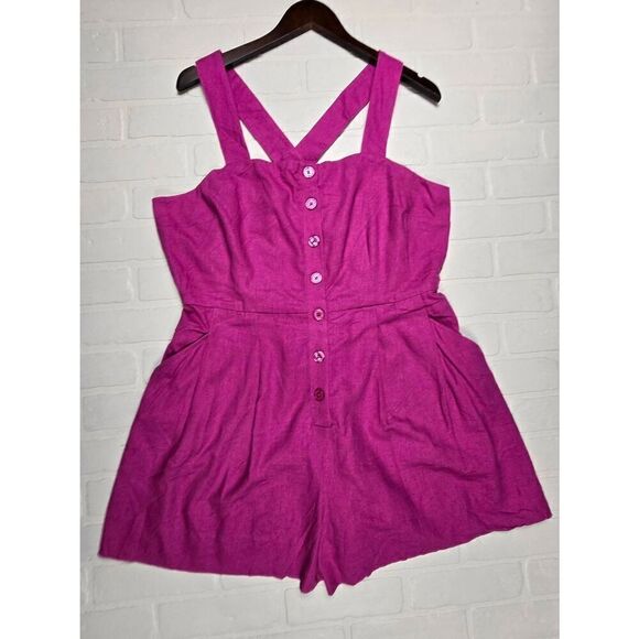 a new day Pants - A New Day Pink Linen Blend Romper Extra Large